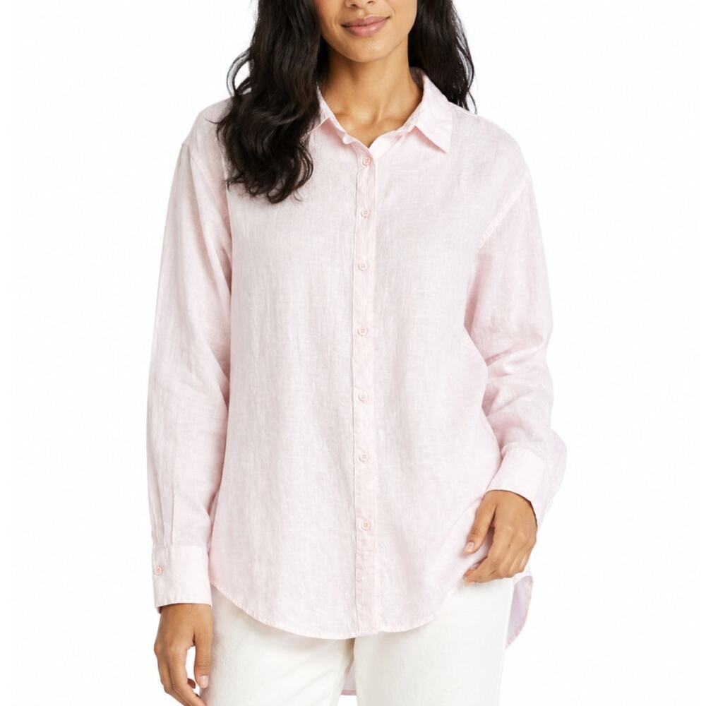 Oversized Pink Long Sleeve Button Down Shirt